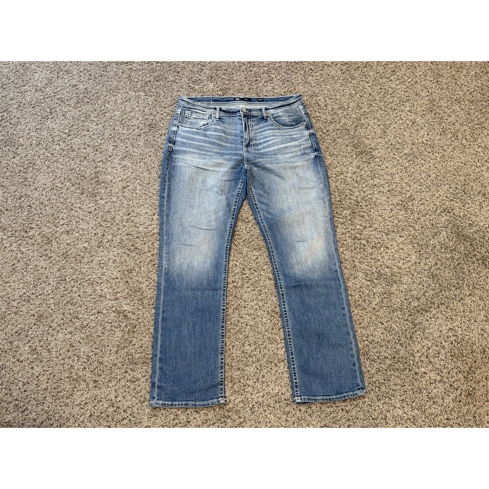 BKE Buckle Tyler Stretch Jeans Relaxed Straight Medium Wash Size 38 X 34